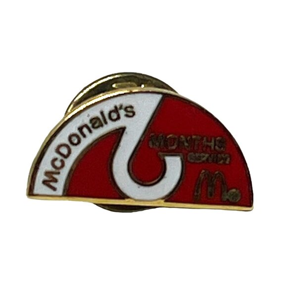 Vintage McDonalds Pin Two Month Achievement Red and White Enamel - Picture 1 of 8